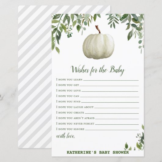 Greenery Pumpkin Baby shower Game PRINED (Voorkant / Achterkant)