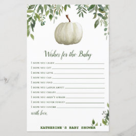 Greenery Pumpkin Baby shower Game PRINED