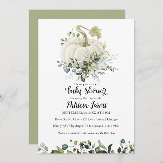 Greenery Pumpkin Baby shower Invitation