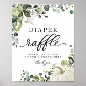 Greenery Pumpkin Baby shower Luier Raffle Sign Poster (Voorkant)
