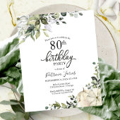 Greenery Pumpkin Budget 80th Birthday Invitation