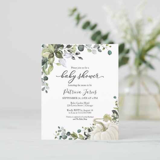 Greenery Pumpkin Budget Baby shower (Staand voorkant)