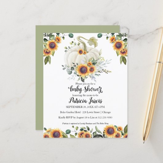 Greenery Pumpkin Budget Baby shower (Voorkant / Achterkant in situ)