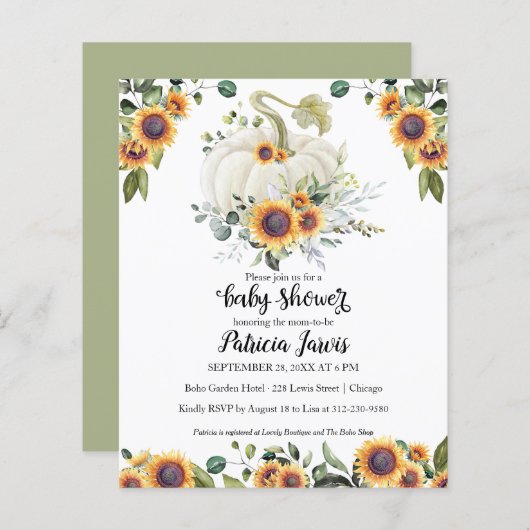 Greenery Pumpkin Budget Baby shower (Voorkant / Achterkant)