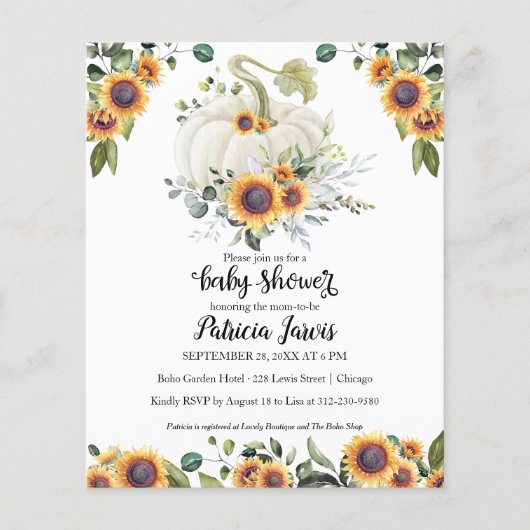 Greenery Pumpkin Budget Baby shower (Voorkant)