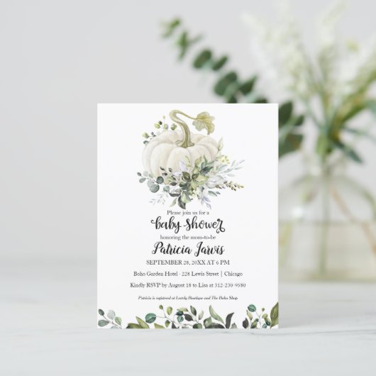 Greenery Pumpkin Budget Baby shower (Staand voorkant)