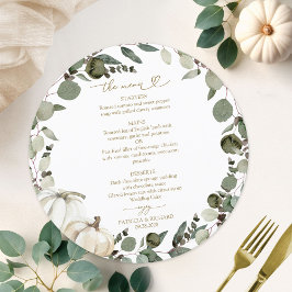 Greenery Pumpkin Circle Wedding Menu Kaart