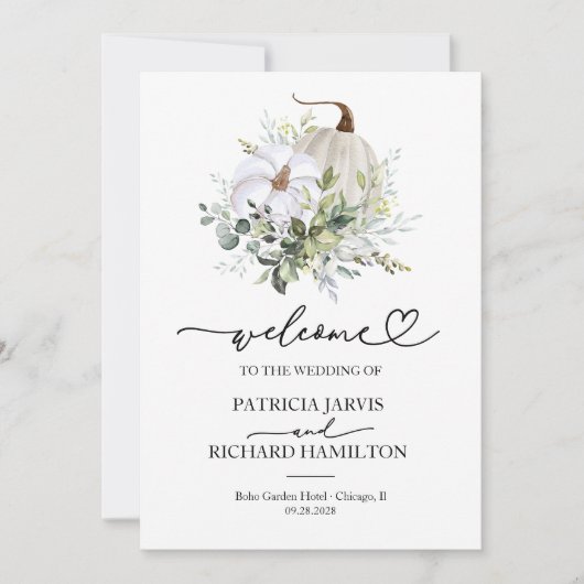 Greenery Pumpkin Fall Wedding Ceremony Programma (Voorkant)