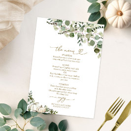 Greenery Pumpkin Fall Wedding Menu Kaart