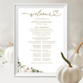Greenery Pumpkin Fall Wedding Program Sign Poster