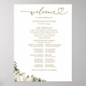 Greenery Pumpkin Fall Wedding Program Sign Poster (Voorkant)
