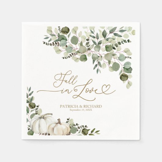 Greenery Pumpkin Fall Wedding Servet (Voorkant)