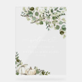 Greenery Pumpkin Fall Wedding Welkom Acryl Bord (Voorkant)