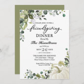 Greenery Pumpkin Friendsgiving Dinner Invitation (Voorkant / Achterkant)