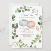 Greenery Pumpkin Geslacht Onthulling Uitnodiging (Voorkant)