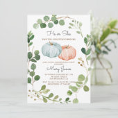 Greenery Pumpkin Geslacht Onthulling Uitnodiging (Staand voorkant)