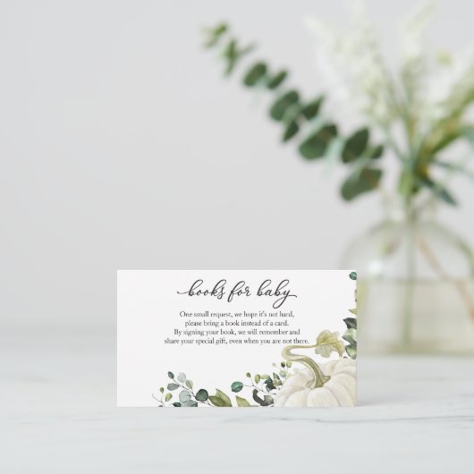 Greenery Pumpkin Herfst Baby shower Boeken voor Ba Informatiekaartje (Staand voorkant)