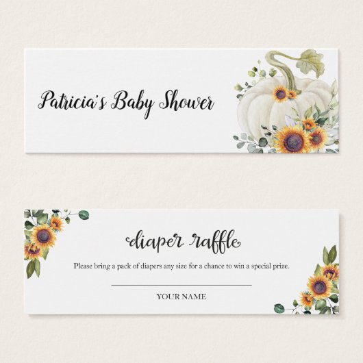 Greenery Pumpkin Herfst Baby shower Diaper Raffle Mini Visitekaartjes (Voorkant /achterkant)