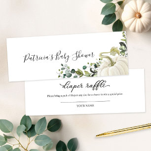 Greenery Pumpkin Herfst Baby shower Diaper Raffle Mini Visitekaartjes