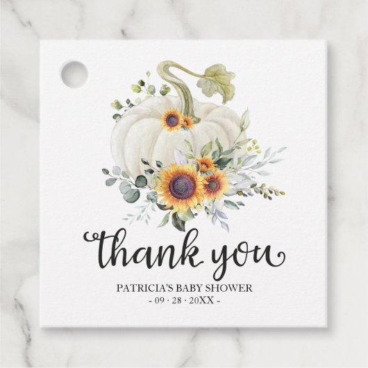 Greenery Pumpkin Herfst Baby shower Hartelijk dank Bedankjes Labels (Voorkant)