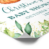 Greenery Pumpkin Herfst Baby shower Welkom Poster (Hoek)