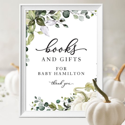Greenery Pumpkin Herfst Boeken voor Baby Sign Poster