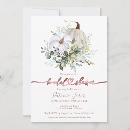 Greenery Pumpkin Herfst Bridal Shower Kaart (Voorkant)