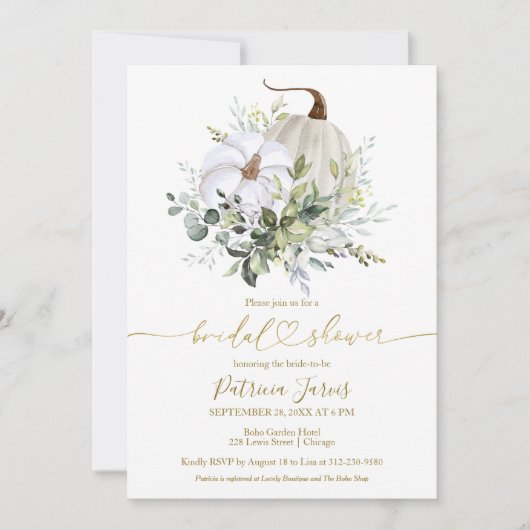 Greenery Pumpkin Herfst Bridal Shower Kaart (Voorkant)