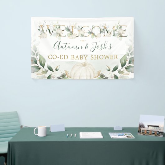Greenery Pumpkin Herfst Coed Baby shower Welkom Spandoek (Beurs)