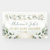 Greenery Pumpkin Herfst Coed Baby shower Welkom Spandoek (Horizontaal)