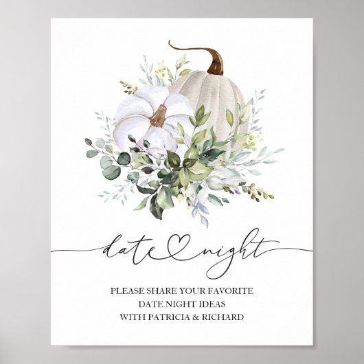 Greenery Pumpkin Herfst Datum Nachtingang Poster (Voorkant)