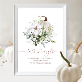 Greenery Pumpkin Herfst Datum Nachtingang Poster