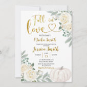 Greenery Pumpkin Herfst in Love Baby shower Invita Kaart (Voorkant)