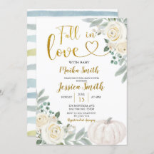 Greenery Pumpkin Herfst in Love Baby shower Invita