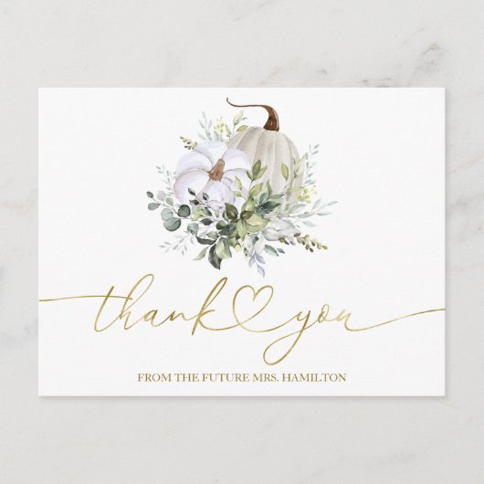 Greenery Pumpkin Herfst Vrijgezellenfeest Dank u Briefkaart (Voorkant)