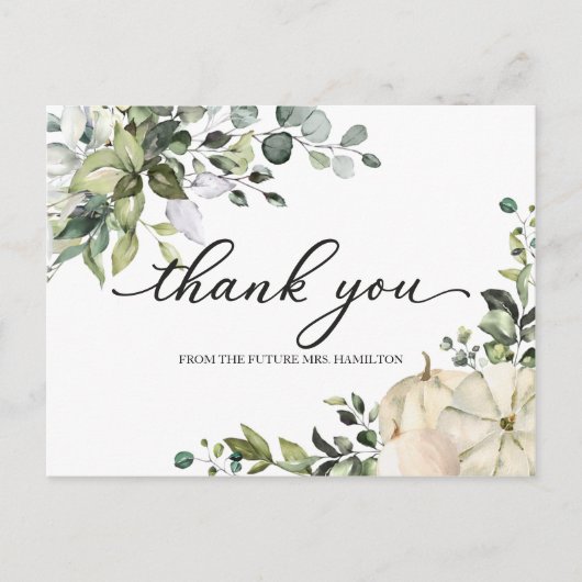 Greenery Pumpkin Herfst Vrijgezellenfeest Dank u Briefkaart (Voorkant)