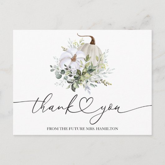 Greenery Pumpkin Herfst Vrijgezellenfeest Dank u Briefkaart (Voorkant)