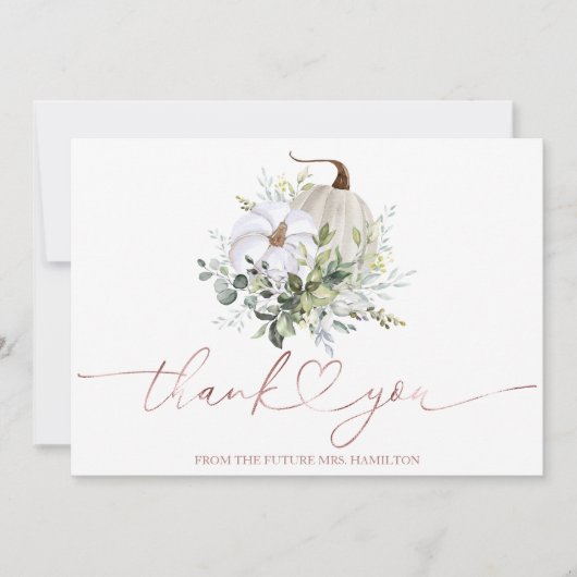 Greenery Pumpkin Herfst Vrijgezellenfeest Dank u Kaart (Voorkant)