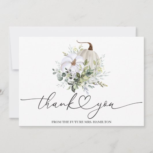 Greenery Pumpkin Herfst Vrijgezellenfeest Dank u Kaart (Voorkant)