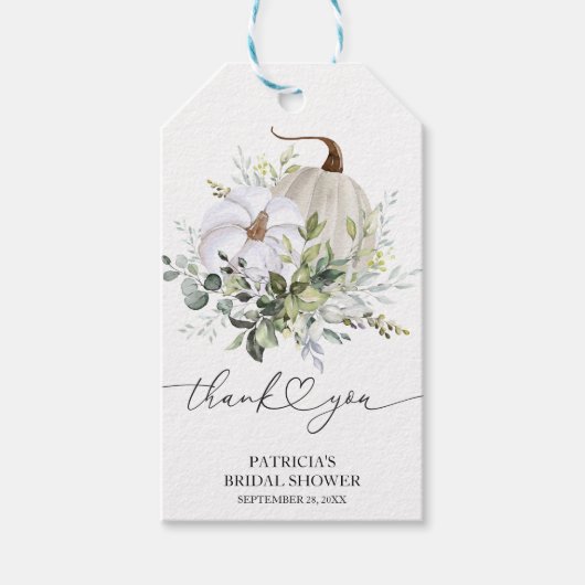 Greenery Pumpkin Herfst Vrijgezellenfeest Favor Cadeaulabel (Voorkant)