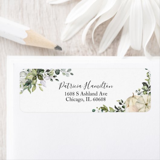 Greenery Pumpkin Herfst Vrijgezellenfeest Label (Insitu)