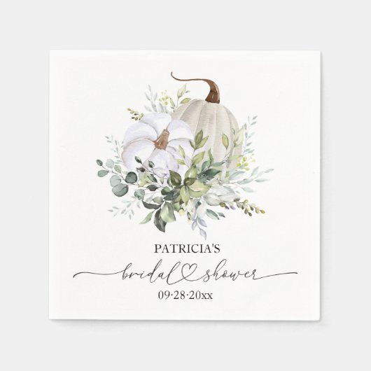 Greenery Pumpkin Herfst Vrijgezellenfeest Servet (Voorkant)