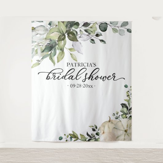 Greenery Pumpkin Herfst Vrijgezellenfeest Wandkleed (Voorkant)