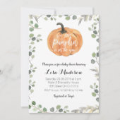 Greenery Pumpkin op weg naar Herfst Baby shower Kaart (Voorkant)