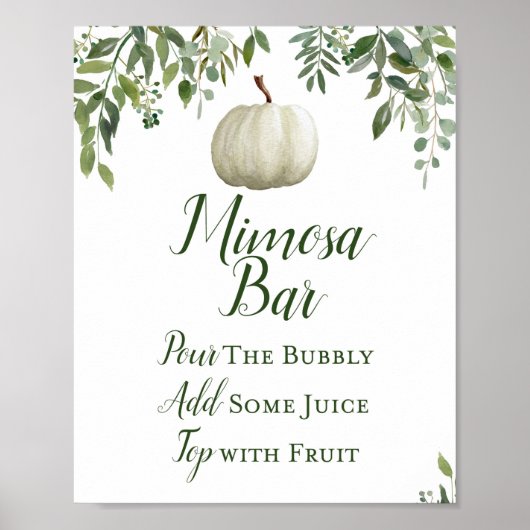 Greenery Pumpkin Sign, Vrijgezellenfeest Sign Poster (Voorkant)