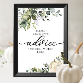 Greenery Pumpkin Vrijgezellenfeest Advice Sign Poster