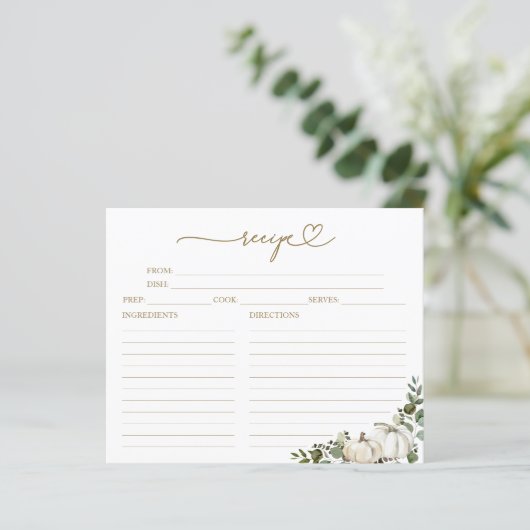 Greenery Pumpkin Vrijgezellenfeest Recept Kaarten (Staand voorkant)