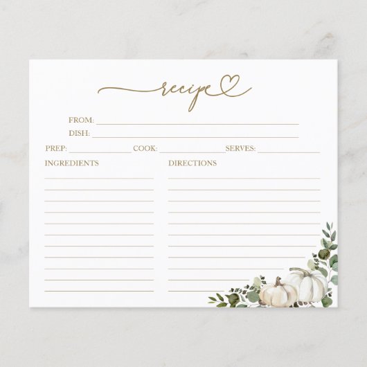 Greenery Pumpkin Vrijgezellenfeest Recept Kaarten (Voorkant)