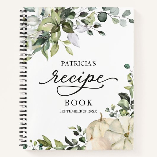 Greenery Pumpkin Vrijgezellenfeest Recipe Book Notitieboek (Voorkant)