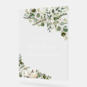 Greenery Pumpkin Wedding Welkom Acryl Bord (Hoek)